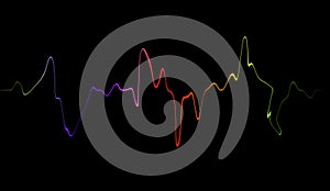 Colorful speaking sound wave lines. Isolated on black background for music,science or technology