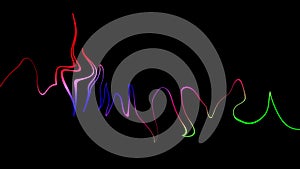 Colorful speaking sound wave lines. Isolated on black background for music, science or technology