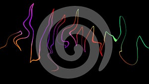 Colorful speaking sound wave lines. Isolated on black background for music, science or technology