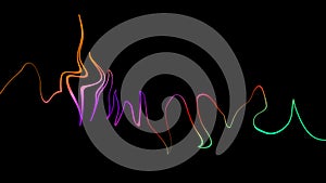 Colorful speaking sound wave lines. Isolated on black background for music, science or technology