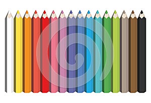 Colorful spectrum of pencils. Sharpened crayons set. Vector illustration