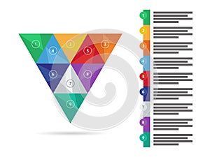 Colorful spectrum rainbow geometric triangular presentation infographic diagram chart. Vector graphic template.