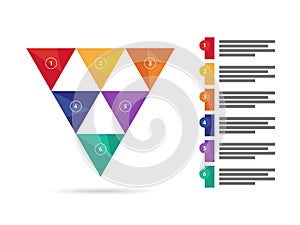 Colorful spectrum rainbow geometric triangular presentation infographic diagram chart. Vector graphic template.