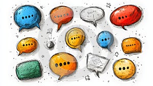 Colorful speech bubbles for communication and conversation illustration in digital design
