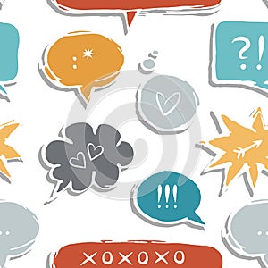 Colorful speech bubbles with love signs seamless p