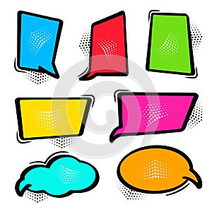 Colorful speech bubbles in pop art style. Vector illustration