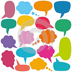 Colorful speech and thought bubbles set