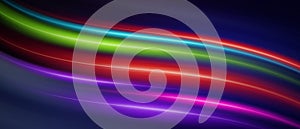 Colorful speed light trails, motion blur effect. Banner design