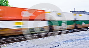 Colorful Speeding Double-stack Freight Train - 2