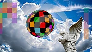 Colorful Sphere Angel Sky Scene
