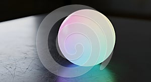 Colorful sphere on reflective surface