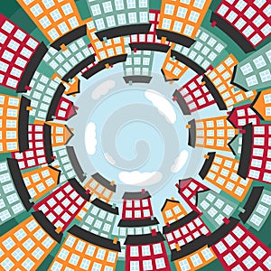 Colorful spherical town