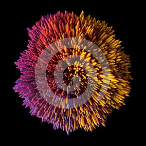 Colorful Spikes Ball on Black Background.