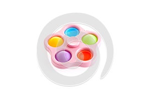 Colorful spinner and Push pop bubble sensory anti-stress toy, isolated on white background