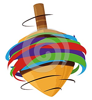 Colorful spinning dreidel for Hanukkah over white background, Vector illustration