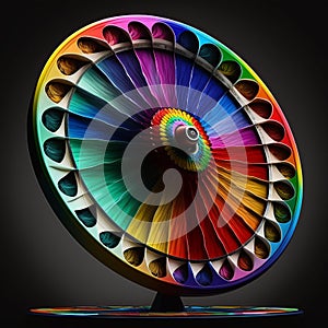 A colorful spinning roulette wheel, created by generative Ai