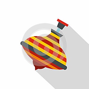 Colorful spinning top icon, flat style