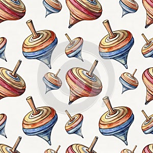 Colorful Spinning Tops Pattern Illustration