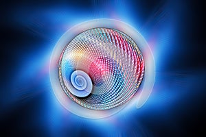 Colorful spiral fractal with glowing spinning corona