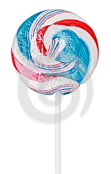 Colorful spiral lollipop isolated on white