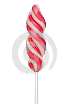 Colorful spiral lollipop isolated on white background