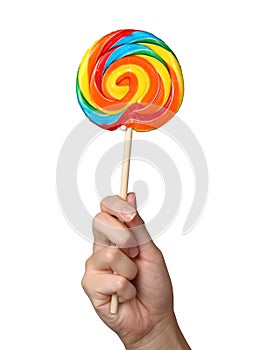 Colorful spiral lollipop isolated on white