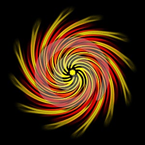 Colorful spiral over black background