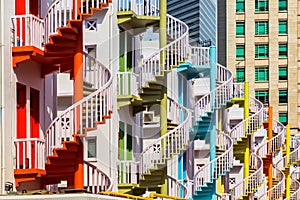 Colorful spiral stairs of Bugis Village