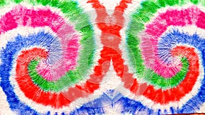 Colorful Spiral Tie Dye Batik. Red Watercolor Print. Yellow Swirl  Watercolor Splash. Orange Batik Brush Banner. Blue Grungy Paint