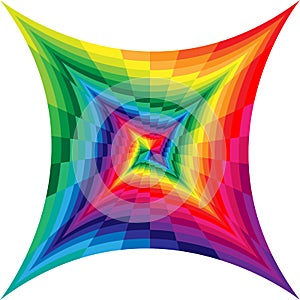 Colorful Spirals of Concave Rectangles Expanding from the Center. Optical Illusion of Perspective