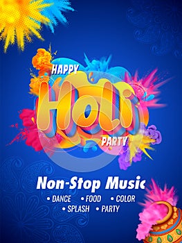 colorful splash for Happy Holi background card design for color festival of India celebration