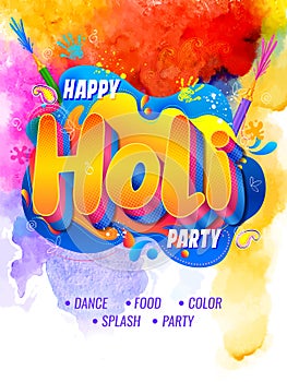 colorful splash for Happy Holi background card design for color festival of India celebration