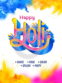 colorful splash for Happy Holi background card design for color festival of India celebration