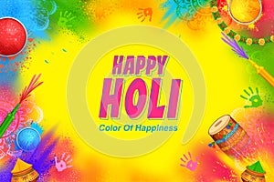 colorful splash for Happy Holi background card design for color festival of India celebration