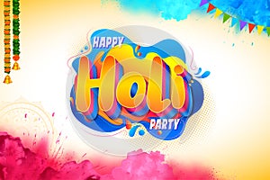Colorful splash for Happy Holi background card design for color festival of India
