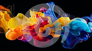 Colorful splash. Liquid and smoke explosion of colors on dark background,. Abstract pattern.