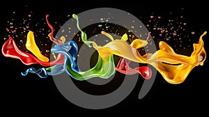 Colorful splash. Liquid and smoke explosion of colors on dark background,. Abstract pattern.