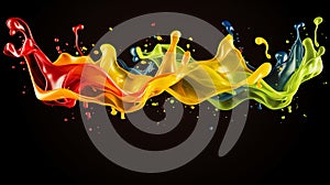 Colorful splash. Liquid and smoke explosion of colors on dark background,. Abstract pattern.