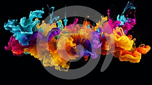 Colorful splash. Liquid and smoke explosion of colors on dark background,. Abstract pattern.