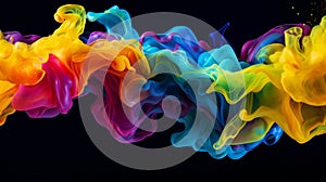 Colorful splash. Liquid and smoke explosion of colors on dark background,. Abstract pattern.