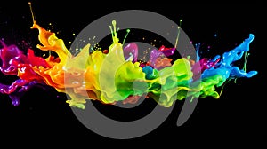 Colorful splash. Liquid and smoke explosion of colors on dark background,. Abstract pattern.