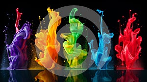 Colorful splash. Liquid and smoke explosion of colors on dark background,. Abstract pattern.