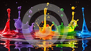 Colorful splash. Liquid and smoke explosion of colors on dark background,. Abstract pattern.