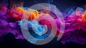 Colorful splash. Liquid and smoke explosion of colors on dark background,. Abstract pattern.