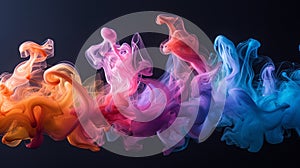 Colorful splash. Liquid and smoke explosion of colors on dark background,. Abstract pattern.