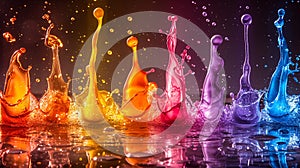 Colorful splash. Liquid and smoke explosion of colors on dark background,. Abstract pattern.