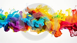 Colorful splash. Liquid and smoke explosion of colors on light background,. Abstract pattern.