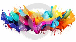 A colorful splash of paint on a white background