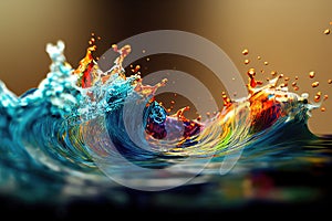 colorful splash wave, render style, ai generated image