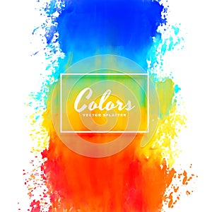 Colorful splatter watercolor paint ink background